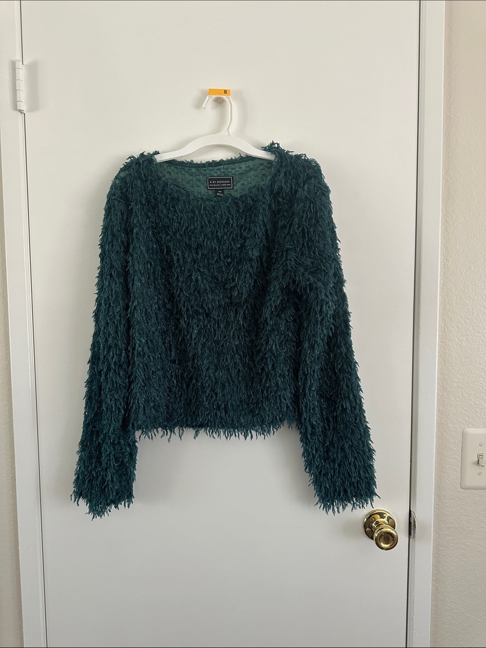 a new day Teal Shaggy Fuzzy Pullover Sweater
